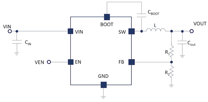 Typical application schematic using the DCP3601